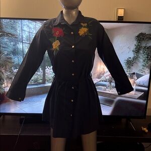 Embroidered Shirt Dress